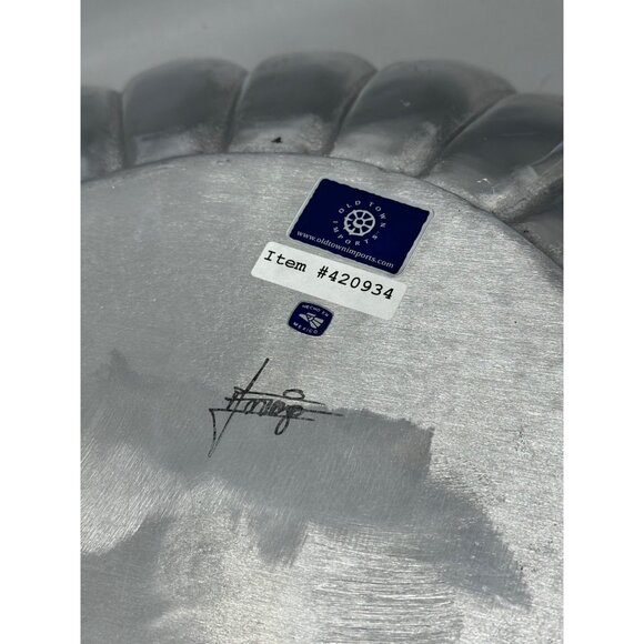 pewter 19.5" circle tray lip ripple old town imports centerpiece made in Mexico - Picture 12 of 12